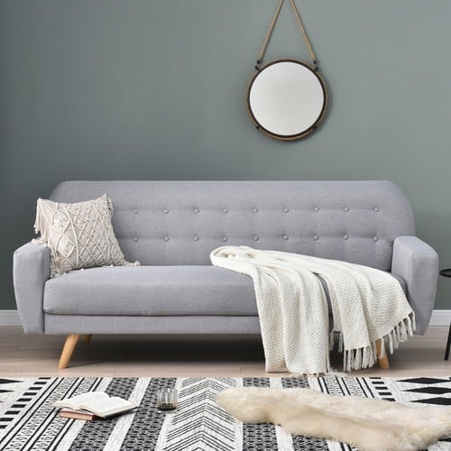 Scala Grey Linen 3 Seater Fold Down Sofa Bed