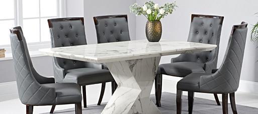 Aaron 160cm Marble White Dining Table Oak Furniture Superstore