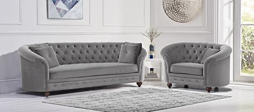 Grey velvet chesterfield chair deals