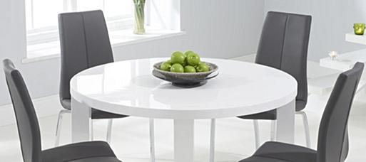 Round white gloss dining table and chairs shop
