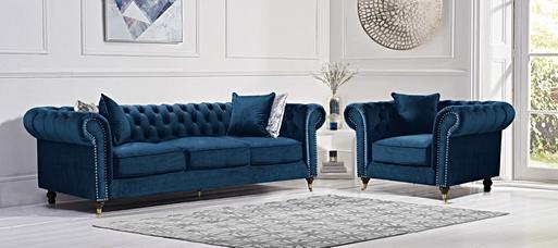 Blue chesterfield clearance
