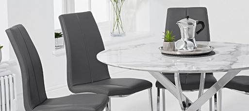 Carter 120cm Round White Marble Table with Cavello Chairs