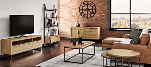 Oak tv unit discount and coffee table