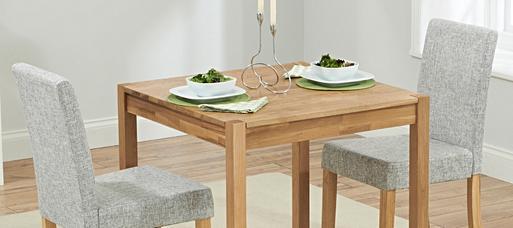 York 80cm Solid Oak Dining Table with Lila Fabric Chairs