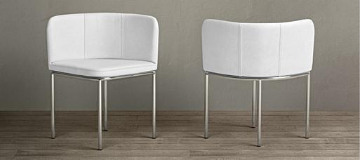 Rhodes White Marble Stowaway Dining Table with White High Back
