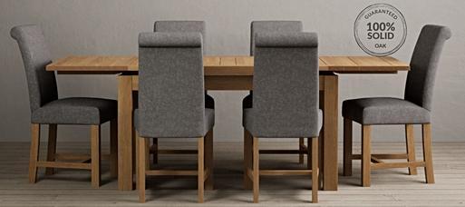 Extending Hampshire 140cm Solid Oak Dining Table with Braced Leg