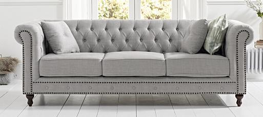 Linen chesterfield top sofa bed