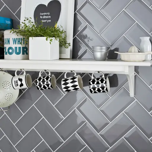 Grey kitchen wall tiles top