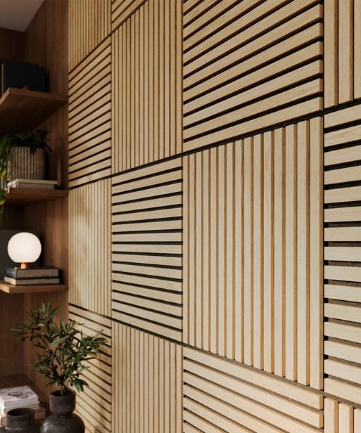Natural Oak Acoustic Wood Wall Panel (60cm x 60cm) Pack of 2 | Topps Tiles