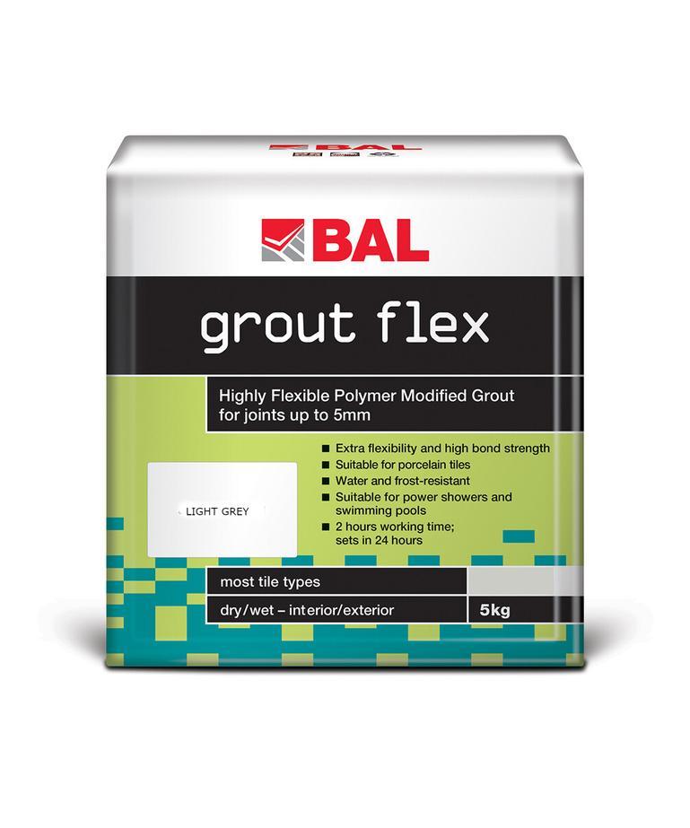 BAL Grout Flex Light Grey 5kg Topps Tiles