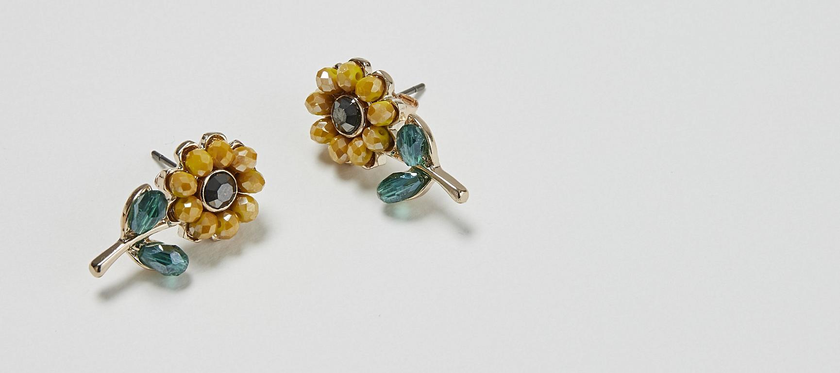 Sunflower Beaded Stud Earrings Oliver Bonas