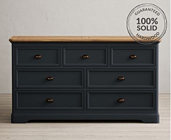 Bridstow Oak and Blue Painted Wide Chest Of Drawers