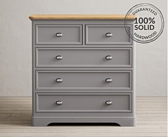 Bridstow Oak and Light Grey Painted 2 Over 3 Chest of drawers