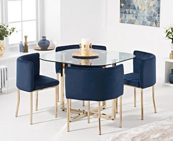 Algarve White Marble Gold Leg Stowaway Dining Table with ...