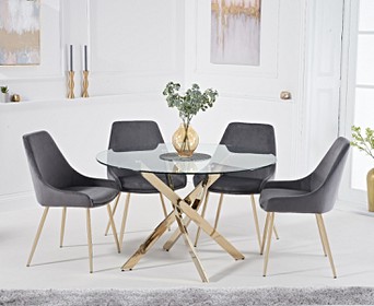 Denver 120cm Gold Leg Glass Dining, Dining Room Chairs With Gold Legs