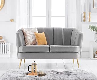 Grey velvet sofa with gold legs Outlet