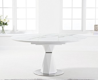 Jackson 120cm Round White Extending, White Round Pedestal Table And Chairs