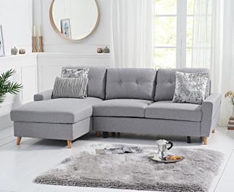 Constance Double Sofa Bed Left Facing Chaise In Grey Linen