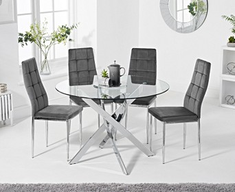 Den 95 Mel, Small Round Glass Dining Table Set For 4