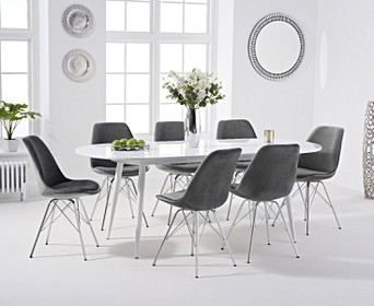 Celine Velvet Chrome Leg Chairs Olivia, Extendable Dining Room Table Seats 123