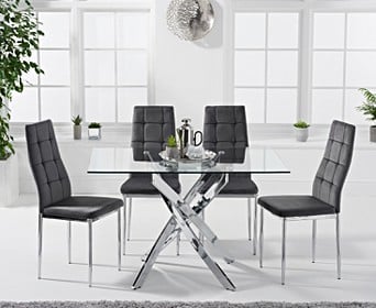 Denver 120cm Glass Dining Table With, Rectangular Glass Dining Room Set