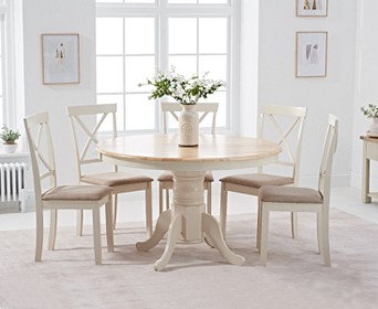 Epsom 120cm Cream Round Pedestal Table, Cream Painted Round Dining Table And Chairs