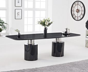 Antonio 260cm Black Marble Dining Table With Angelica Chairs