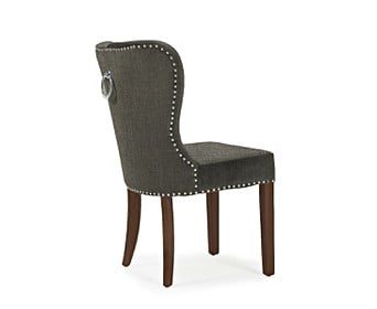 Knightsbridge Studded Grey Fabric Dark, Dark Grey Fabric Dining Chairs With Oak Legs