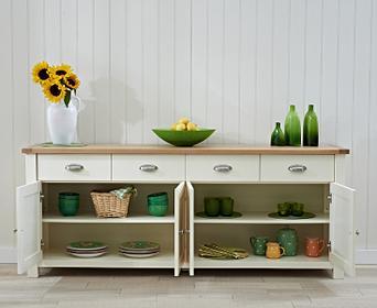 Somerset 4 Door 4 Drawer Oak And Cream Sideboard