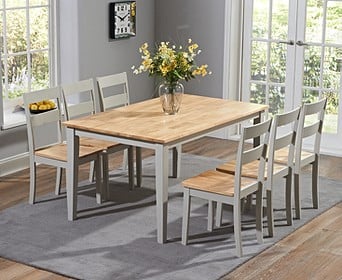 Chiltern 150cm Oak Grey Dining Table, Oak Dining Table Set