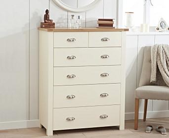 Somerset Oak And Cream 2 Over 4 Drawer Chest