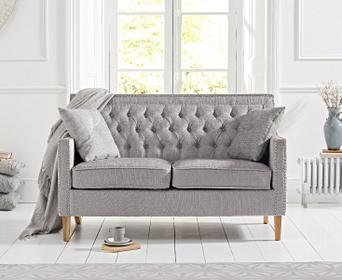 Chatsworth Chesterfield Grey Plush 2 Seater Sofa