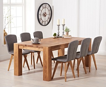 Madrid 200cm Oak Table With Tivoli Faux Leather Chairs