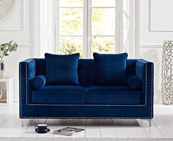 New York Blue Velvet 2 Seater Sofa