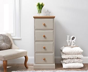 Abel Oak And Stone Painted 4 Drawer Narrow Chest