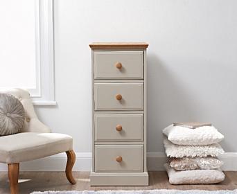 Abel Oak And Stone Painted 4 Drawer Narrow Chest