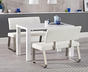 Atlanta 120cm White High Gloss Dining Table With Malaga White
