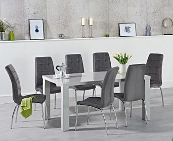 Atlanta 160cm Light Grey High Gloss Dining Table With Calgary