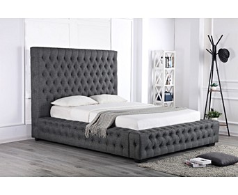 Stamford Grey Fabric Ottoman Super King, Grey King Size Bed