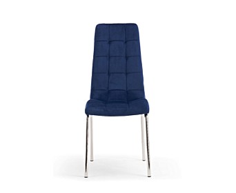 Calgary Blue Velvet Dining Chairs, Dark Blue Dining Chairs With Chrome Legs