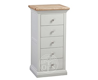 Wedmore Oak And Grey Painted Tall 5 Drawer Chest
