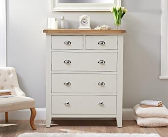 Eden Oak And White Large 2 Over 3 Chest Of Drawers