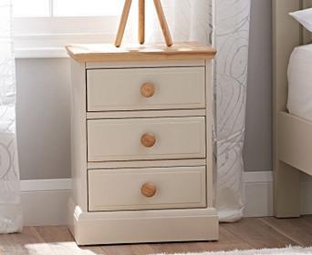Abel Oak And Stone Painted Large 3 Drawer Bedside Table