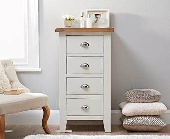 Eden Oak And White 4 Drawer Narrow Chest