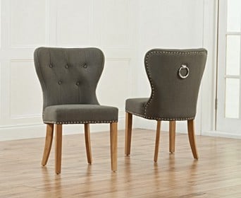 Knightsbridge Grey Fabric Oak Leg, Dark Grey Fabric Dining Chairs With Oak Legs