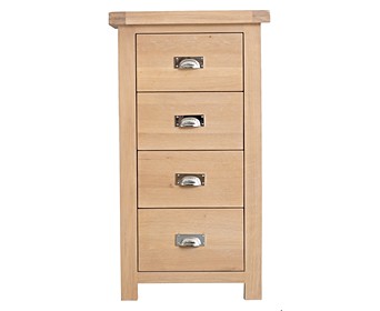 Rose Oak 4 Drawer Narrow Chest Of Drawers