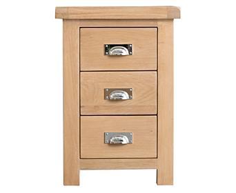 Rose Oak Large 3 Drawer Bedside Table