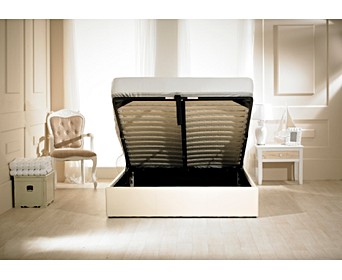 Madrid Ivory Faux Leather Ottoman Bed, Super King Size Ottoman Bed Finance