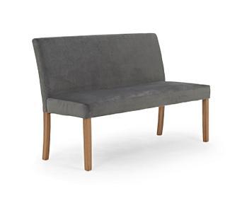 Mia Large Plush Grey Bench With Back