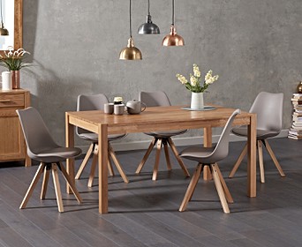 With Its Striking Looks Contemporary Design And High Quality Materials The Oxford 150cm Solid Oak Dining Table With Oscar Faux Leather Square Leg Chairs Will Instantly Update The Look Of Your Interior This